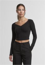 Urban Classics Ladies Short Lognsleeve Lace Shirt black