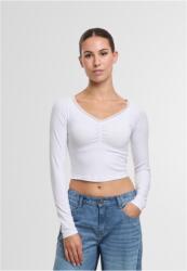 Urban Classics Ladies Short Lognsleeve Lace Shirt white