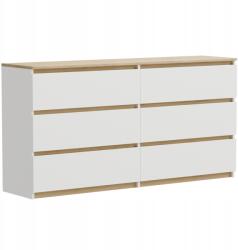 ComfortCove Komód Fehér Tölgy Torro 6 Fiókos 140CM Tágas Modern Nappali Hálószoba (DK6 140 WHITE-TORRO-CT)