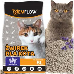 MEMFLOW Bentonit Macskaalom 5L Levendula Csomósodó Natúr Alomtálcákhoz (ŻWIREK BENTONITOWY 5L MEMFLOW)