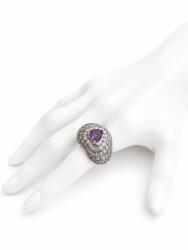 ElectraStore Inel Reglabil Cu Cristale Violet Heart (C5027)