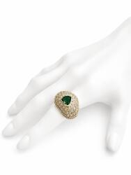 ElectraStore Inel Reglabil Cu Cristale Green Heart (C5025)