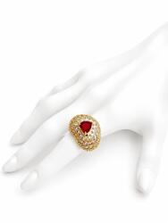 ElectraStore Inel Reglabil Gold Cu Cristale Red Heart (C5026)