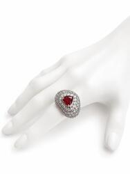 ElectraStore Inel Reglabil Argintiu Cu Cristale Red Heart (C5030)