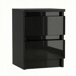 ComfortCove Éjjeliszekrény két fiókkal Fekete fényes 30 cm Éjjeli asztal hálószobába (DK2 30 BLACK-GLOSS)