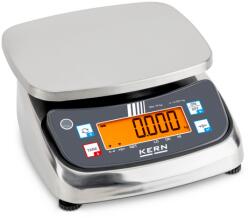 KERN FPS 6K-3M (6kg/0, 002kg) IP68/IP69K rozsdamentes acél digitális asztali mérleg bel- és kültéri használatra (-10-40°C) ellenőrző mérés, darabszámlálás, adapter, akkumulátor, hitelesíthető (FPS 6K-3M)