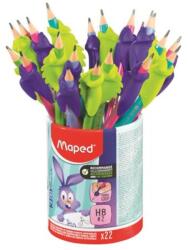 Maped Írástanuló grafitceruza radírral, ceruzatartó, HB, háromszögletű, ceruzafogóval, MAPED Kidy Learn, vegyes színek 1 db (IMA853503)