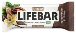 Lifefood Baton cu cacao si vanilie invelit in ciocolata bio 40g Lifebar