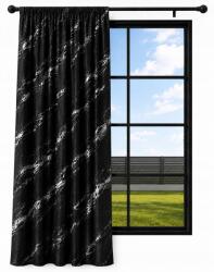 NOW-ART Kész velúr függöny 140x220 márvány fekete, ezüst velúr mintával (Marmur 220 czarny + srebrny)