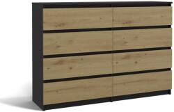Topeshop Mályva Komód 8 Fiókos Antracit Artisan 140CM Modern Hálószoba Nappali (M8 140 ANT/ART KPL)
