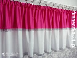  Lambrekin pamut fehér amaránt rózsaszín ezüst glamour szalaggal 120/60 (firaneczka-24.pl)