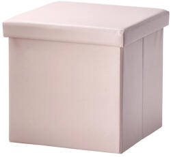 AdTrend Taburet pliabil cu spatiu depozitare piele ecologica roz 38 x 38 x 38 cm (117282D)