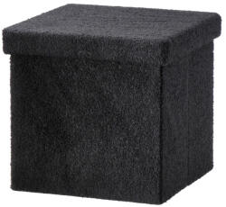 AdTrend Taburet pliabil cu spatiu depozitare textil buclat negru 38 x 38 x 38 cm (117284B)