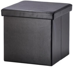 AdTrend Taburet pliabil cu spatiu depozitare piele ecologica neagra 38 x 38 x 38 cm (117282B)