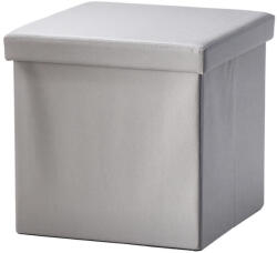 AdTrend Taburet pliabil cu spatiu depozitare piele ecologica gri 38 x 38 x 38 cm (117282C)