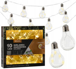 GardenLine Napelemes kerti girland Moza 10 Led 3, 8m (2+1, 8m) Meleg fehér SOL3538 (SOL3538)
