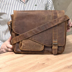  Geanta barbati messenger din piele naturala Top Grain, Tip Postas, Greenwood® , 35 x27x12 cm