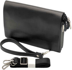  Borseta de mana pentru barbati 3 in 1 Multifunctionala din piele Neagra, 22 x 15 x 5 cm