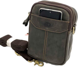  Borseta Barbati cu Prindere la Curea, Curea Umar, Compartiment telefon, Piele Naturala, 14x19x7 cm
