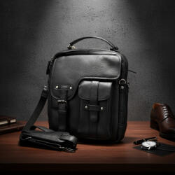  Geanta de Umar Barbati Hunter Legacy, Piele Naturala de Vanat, HandMade, 25x28x7 cm