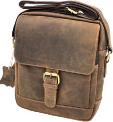  Geanta de Umar Barbati Tip borseta, Hunter Brand, Piele naturala de Vanat, Maro, 23x27x7 cm