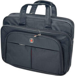  Geanta Neagra Laptop, Documente pentru Barbati, Bretele de Umar, Maner Piele, 41 x 31 x 10/12 cm,