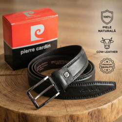  Curea Barbati Piele 100% Pierre Cardin, Lucrata Manual in Italia, Catarama Metalica Personalizata, 110-135 cm