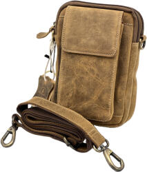  Borseta Barbati de umar barbati din Piele Naturala Hunter, Compartiment Telefon, Curea Piele, 13x20x6 cm