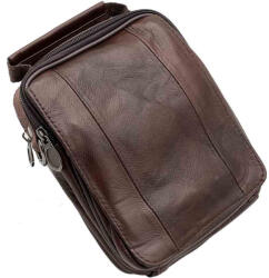  Borseta Umar / Curea Barbati Piele Naturala 17 cm x 15 cm x 6 cm, Negru - Maro