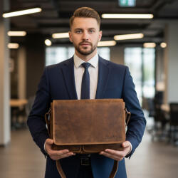  Geanta de umar barbati Greenwood® Van din piele naturala, compatibila cu documente A4 si laptop de 13″ si 14″
