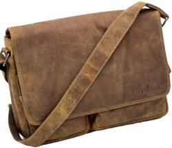  Geanta Umar Barbati Green Wood Vintage din Piele Naturala, Compatibila cu Laptop 14 inch, Documente A4, Tablete