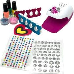  Set Salon de Manichiura Copii: Stickere pentru Unghii, Lampa UV, Set Oje, Sclipici, Pila, Separatoare degete