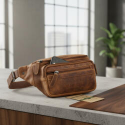  Borseta Brau / Crossbody din Piele Naturala, GreenWood JAN, Centura reglabila pana la 130 cm