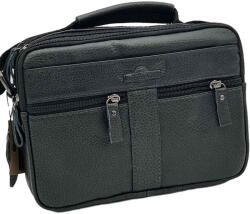  Geanta de umar barbati dreptunghiulara Ruff Ryder, Piele Naturala de Bovina, Negru / Navy, 25 x 18 x 7 cm