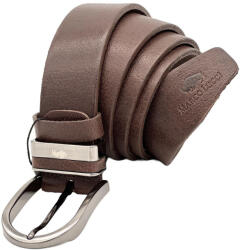  Curea pentru barbati din Piele lata de 4 cm cu catarama metalica cromata, Maro inchis, Marco Lucci: Colectia Noble Leather