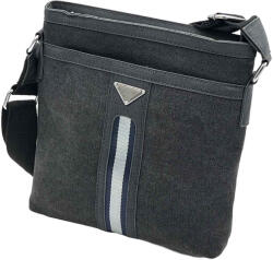  Geanta de Umar barbati din material Textil, Fibre de In foarte rezistente, Culoare Gri, 25 x 26 x 4/6.5 cm