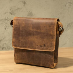  Greenwood® Jost - Borseta de umar barbati din piele naturala vintage, 24x24x7 cm