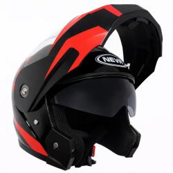 TMMP Casca moto Flip, up TECH , Full, Face Modulara, Negru Lucios + Rosu Intens, Marimea L (59, 60 cm)