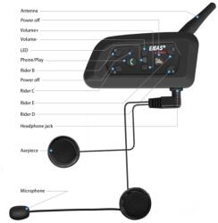 TMMP Sistem de comunicare intercom moto EJEAS V6 Pro
