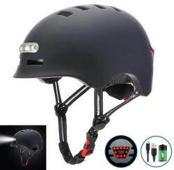 TMMP Casca protectie urbana cu lumini LED integrate Negru Mat Marime ajustabila