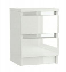 ComfortCove Éjjeliszekrény Fehér fényes 30 cm Két fiókos Hálószoba asztal Modern (DK2 30 WHITE-GLOSS)