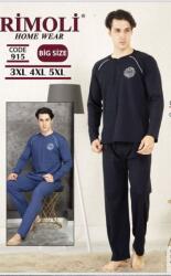 Rimoli Férfi nagy méretű pamut pizsama Világos szürke 1 3XL-5XL