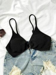 Shein Fekete Texturált Bikini Felső Cipzáras Melltartó Hátul Shein XL