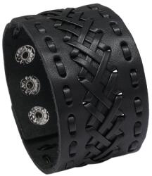 ALVIRO Férfi széles vintage punk bőr karkötő fekete állítható 23 cm (P01552-01)