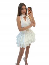 VASARI Női overál Nicole fodros choker elegáns fehér Vasari