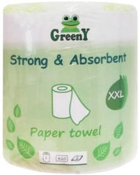Greeny Papírtörlő konyhai 2 rétegű átmérő: 20 cm 500 lap/105 méter/tekercs 1 tekercs/csomag Greeny 500 XXL_KT3007 fehér (KT3007)