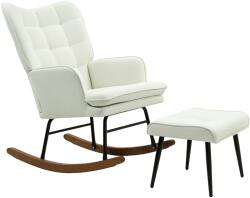 HOMCOM Scaun cu Leagăn Taburet, Sistem de Leagăn Linen, 64 x 89 x 90 cm, Crem | Aosom Romania (839-867V00CW) Balansoar