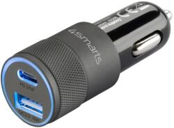 4smarts Charger Rapid+ 27W Quick Charge PD autós töltő fekete és szürke
