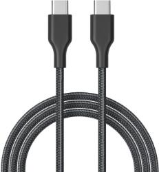 Cellect Szövet adatkábel Type-C to Type-C 1m/60W, Fekete (MDCU-TYPEC-60W-BK)