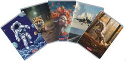 Herlitz Caiet A5 48 file, hartie 70g/mp FSC mix, patratele, Megamix 2, diverse modele, Herlitz HZ400211733